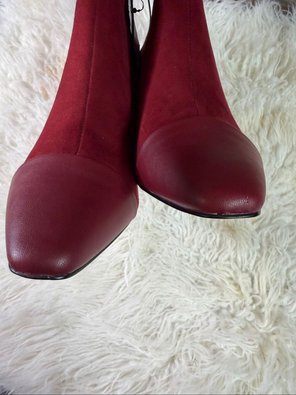 Express Women’s 7.5 Burgundy Suede Ankle Boots Pointed Toe Kitten Heel Y2K - Picture 5 of 9